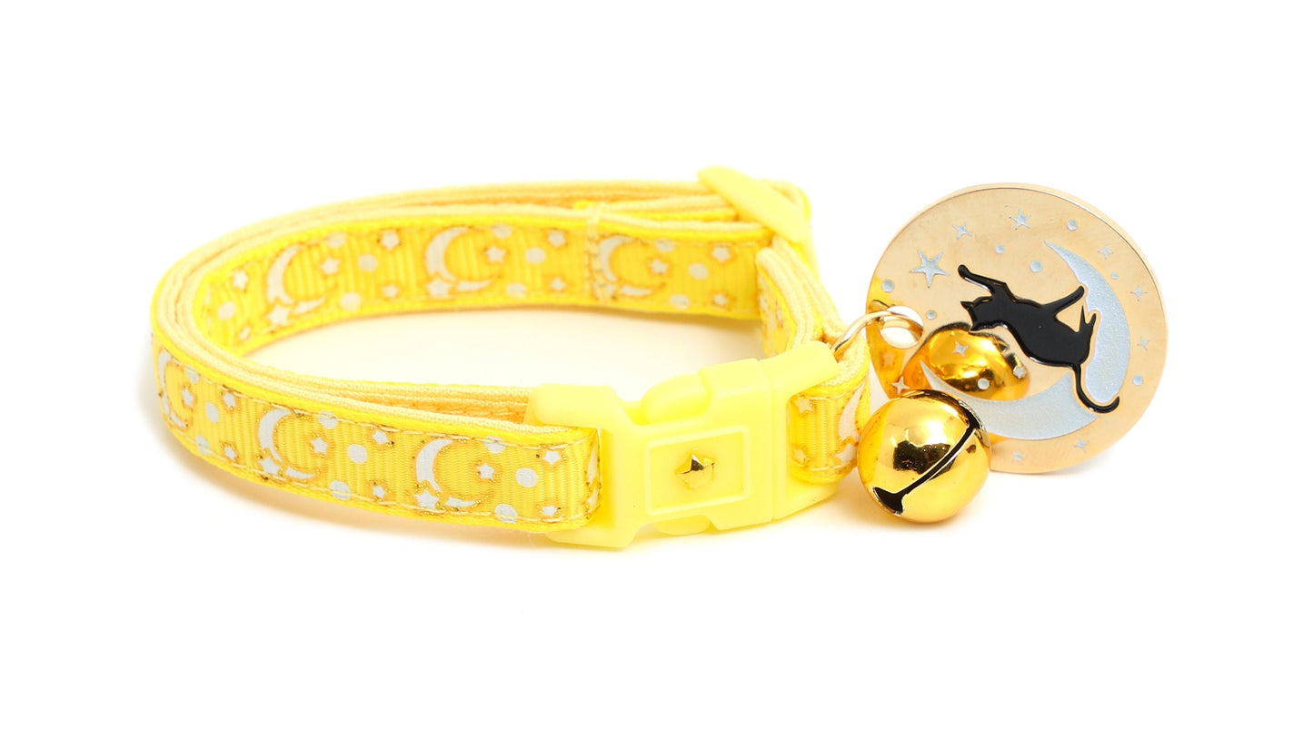 Gold Moons and Stars on Yellow Cat Collar-5