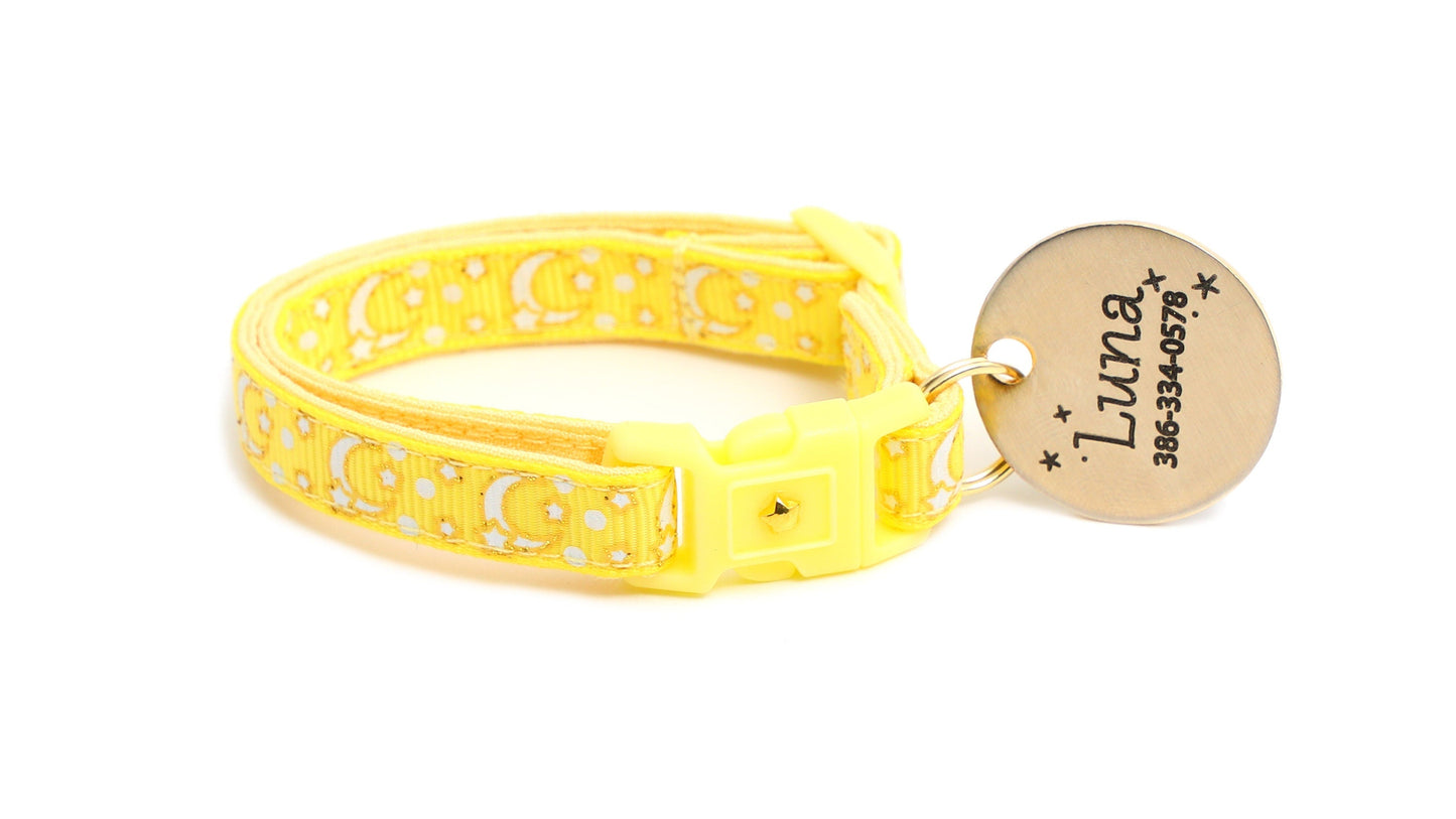 Gold Moons and Stars on Yellow Cat Collar-6