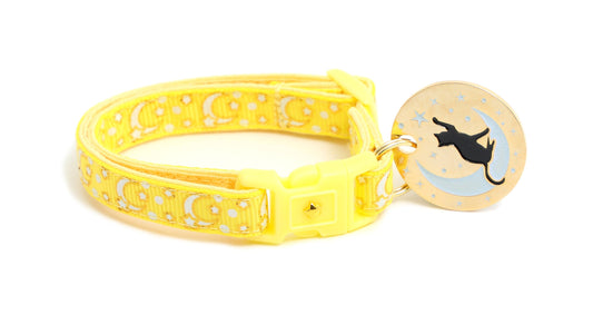 Gold Moons and Stars on Yellow Cat Collar-1