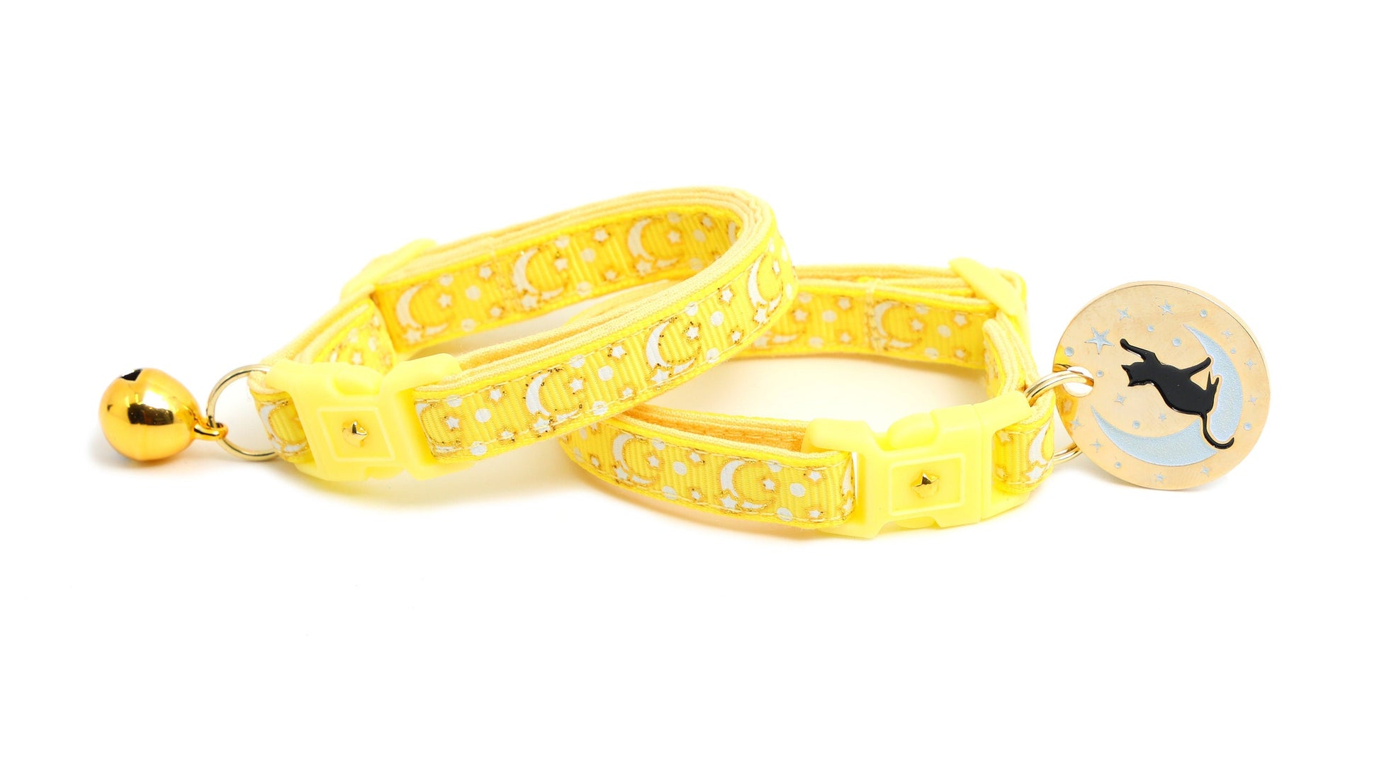 Gold Moons and Stars on Yellow Cat Collar-2