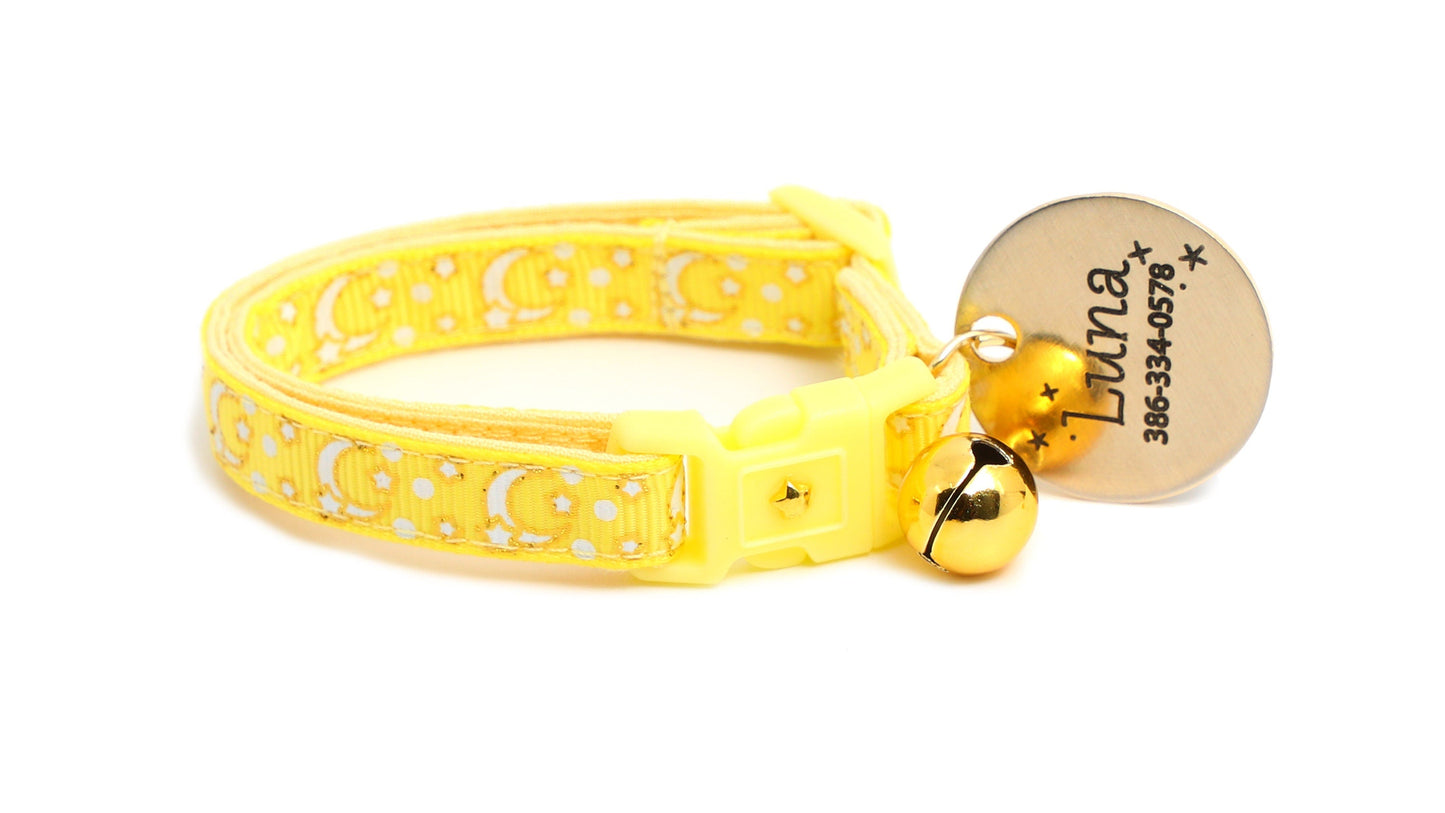 Gold Moons and Stars on Yellow Cat Collar-7
