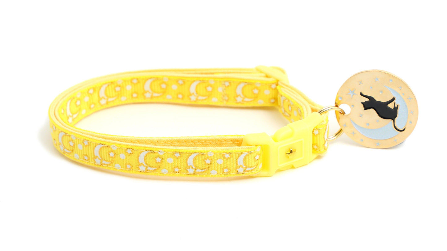 Gold Moons and Stars on Yellow Cat Collar-4