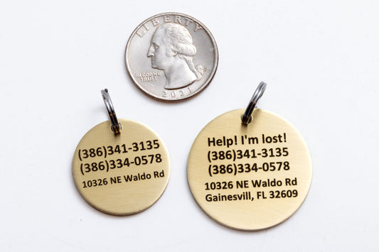 Engraved Greek Laurel Pet ID Tag - Cat or Dog Royal Purple and Gold Name Tag - Greek God Pet ID Tag-1